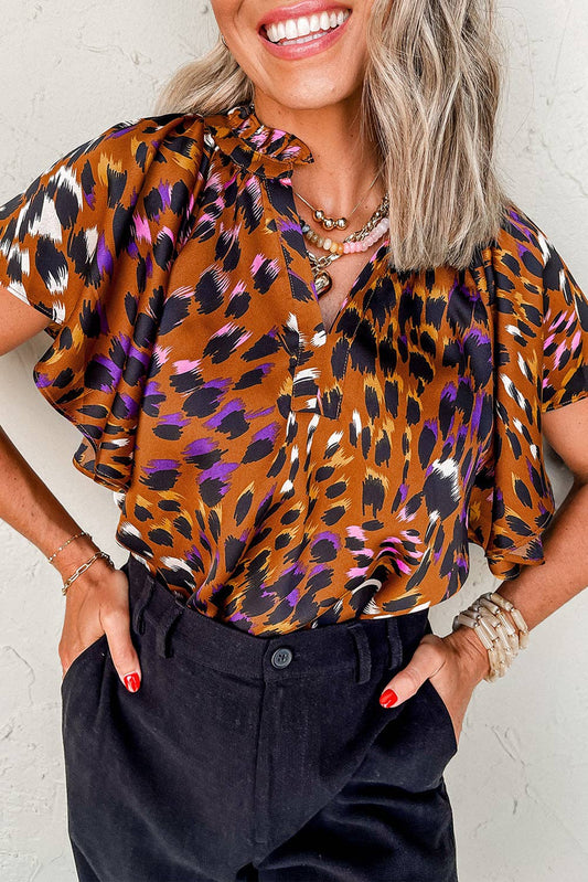 Leopard Printed Draped Blouse
