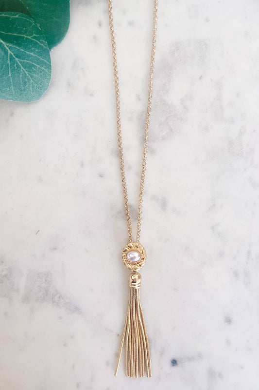 30" Gold Chain Tassel Necklace