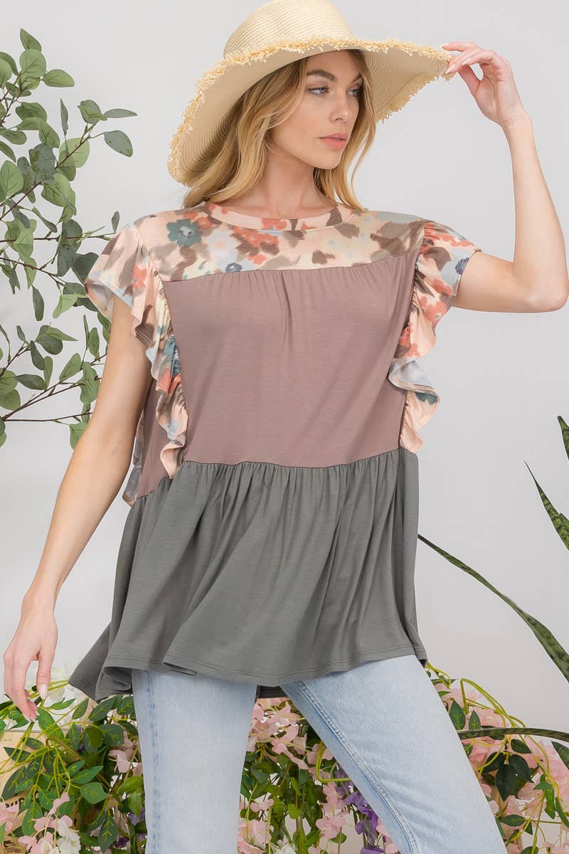 Blocked Floral Top