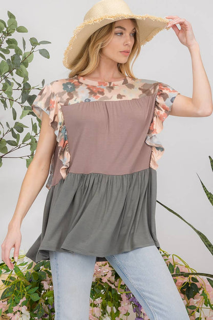Blocked Floral Top