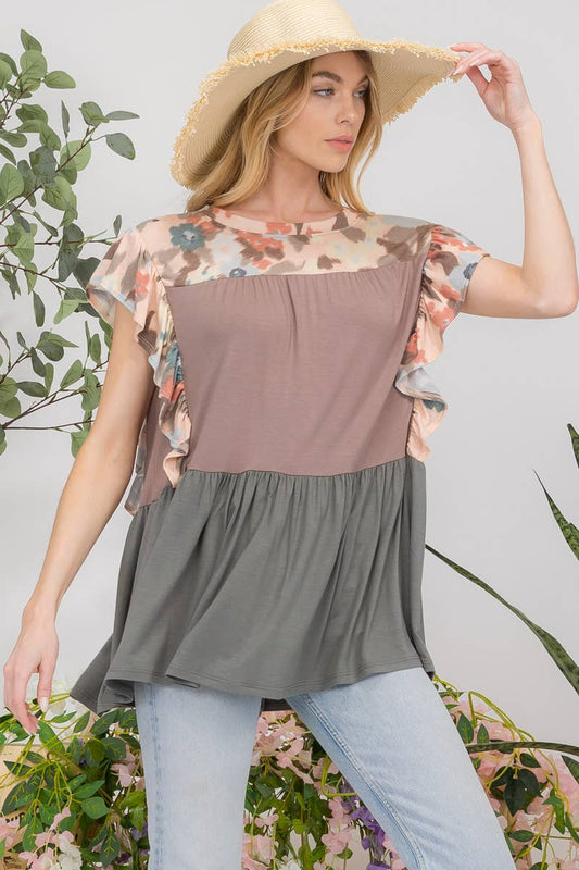 Blocked Floral Top