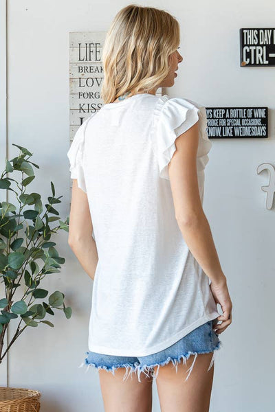 Mint Round Neck Ruffled Sleeve Tank