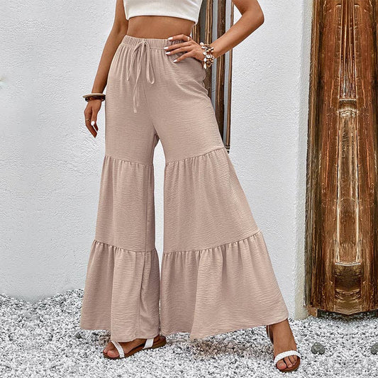 Beige Boho Flowy Trousers