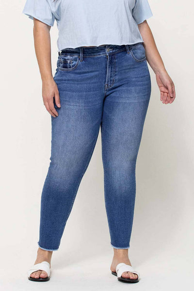 Vervet Mid Rise Raw Hem Crop Skinny Jeans