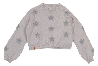 Grey Cropped Star Sweater*