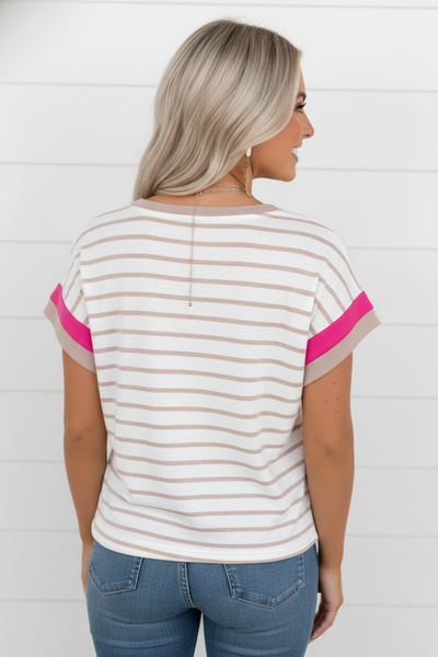 Khaki Striped Comfy Tee