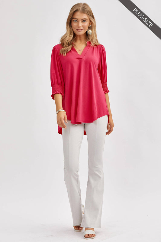 Mandarin Pink Smocked Top
