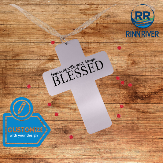 Engravable Blank Cross Christmas Ornament