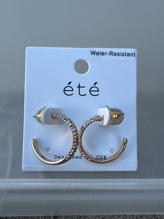 Rhinestone Mini Gold Hoop