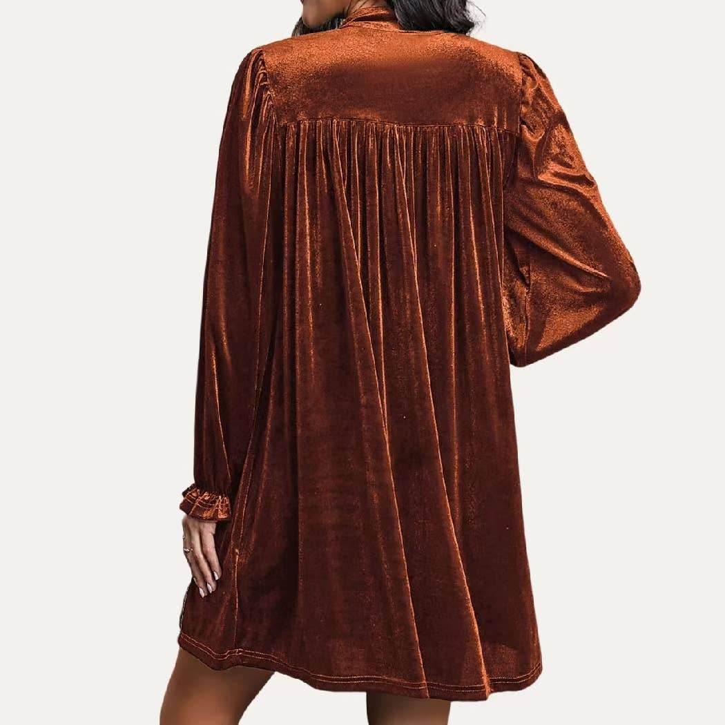 Velvet Surplice Neck Dress
