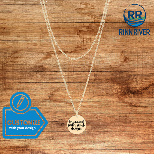 18K Gold PVD Stainless Steel Loop and Satellite Chain Blank Disk Layered Necklace: Gold