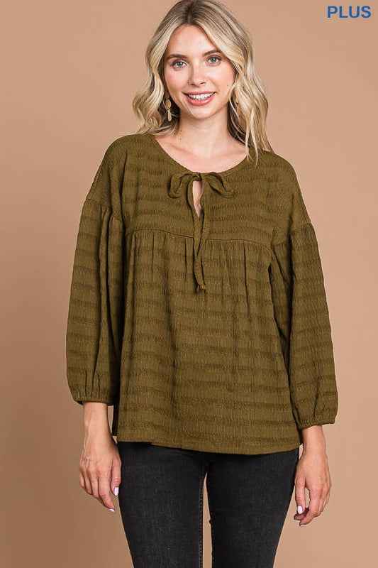 Warm Olive Peasant Blouse*