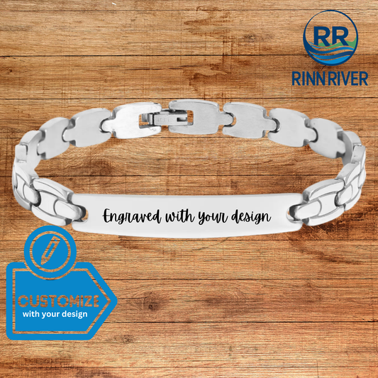 Engravable Rectangle ID Stainless Steel Bracelet