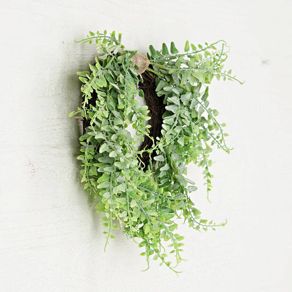 Heart Wreath-Flocked soft touch Fern 14"