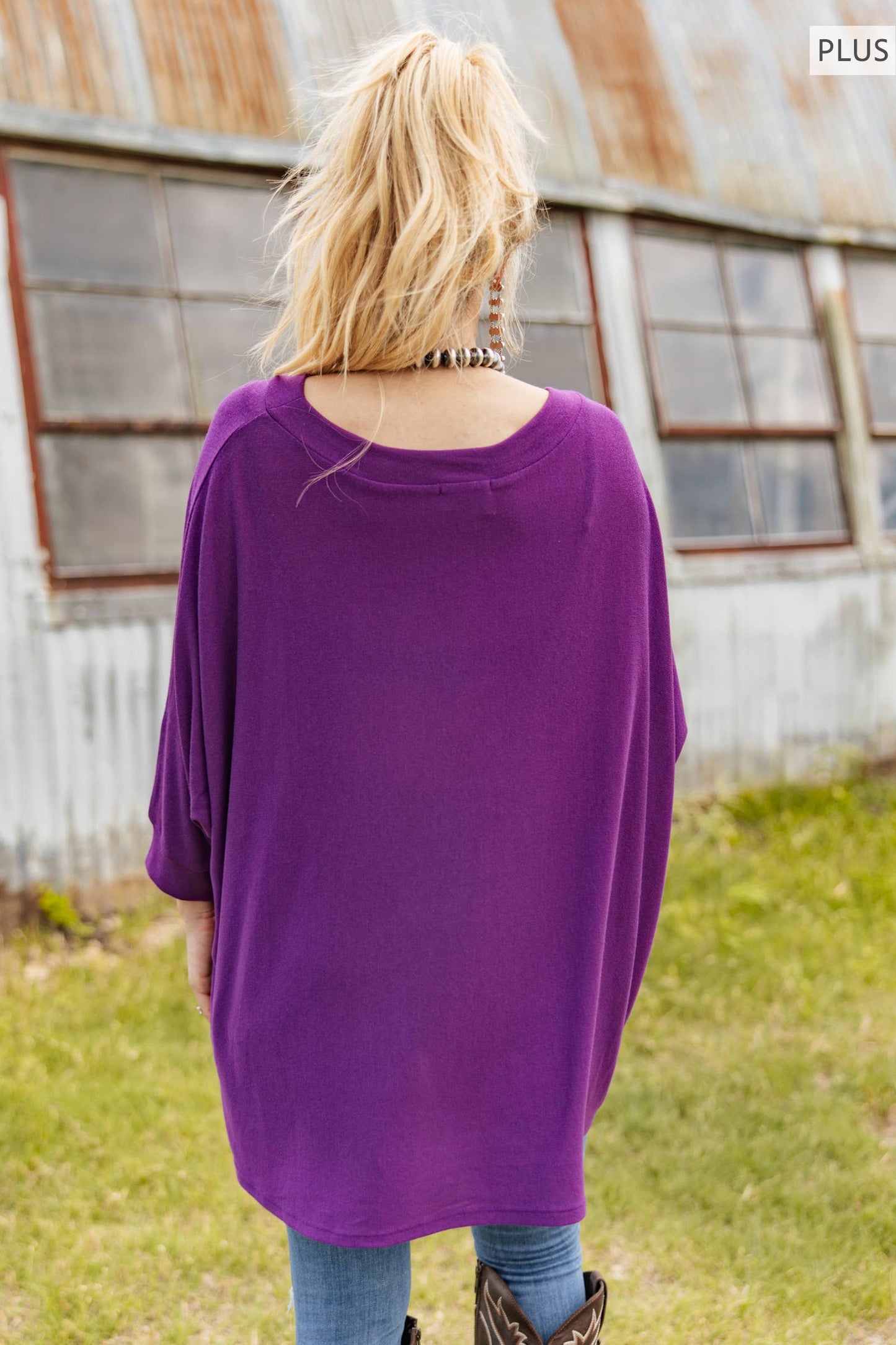 Regalia Purple Relaxed Dolman Hacci Top