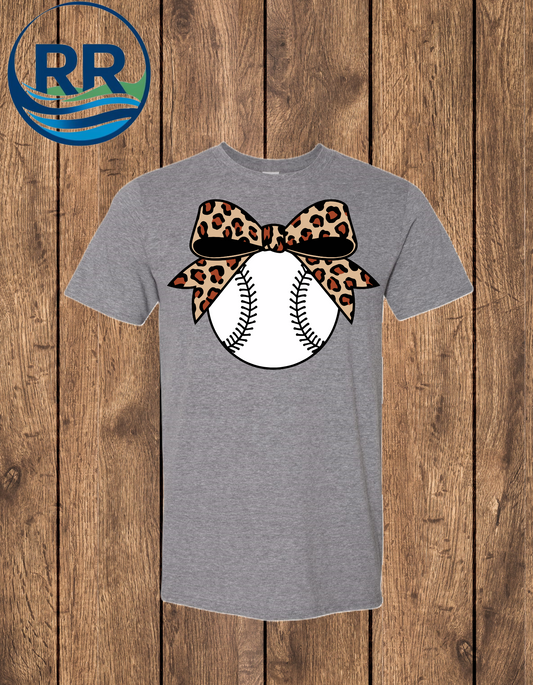 Leopard Bow Baseball Tee