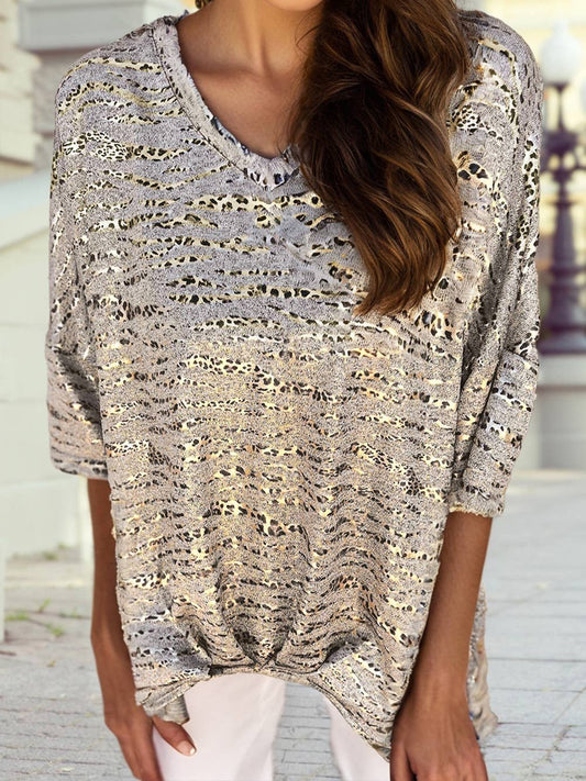 Grey Metallic Zebra Tee