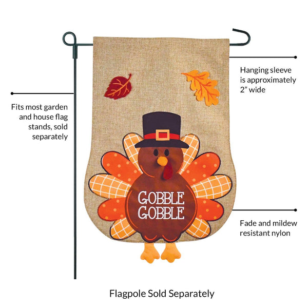 Thanksgiving Turkey Burlap 2-Sided Garden Flag