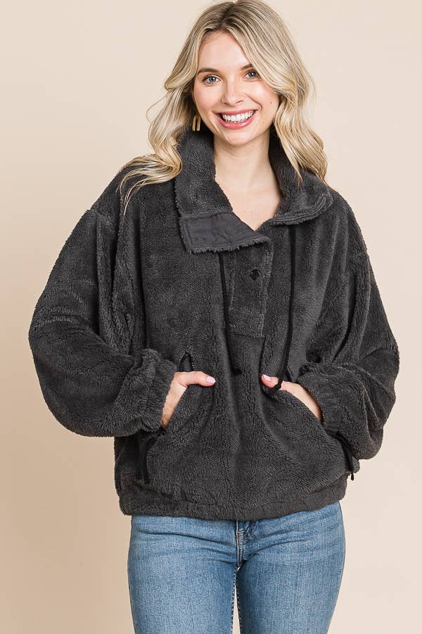 Dark Charcoal Faux Fur Pullover