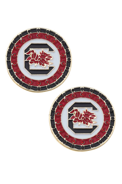 Gamecocks Pave Disc Stud Earrings