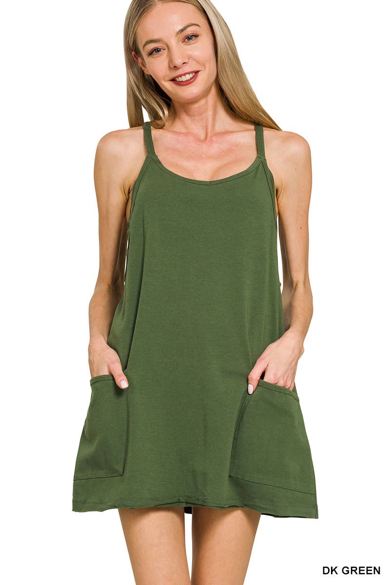 Mini Dress with Built-in Romper Hot Pink