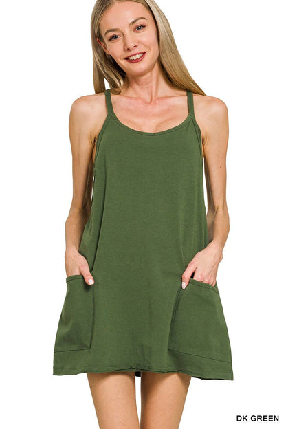 Mini Dress with Built-in Romper Hot Pink