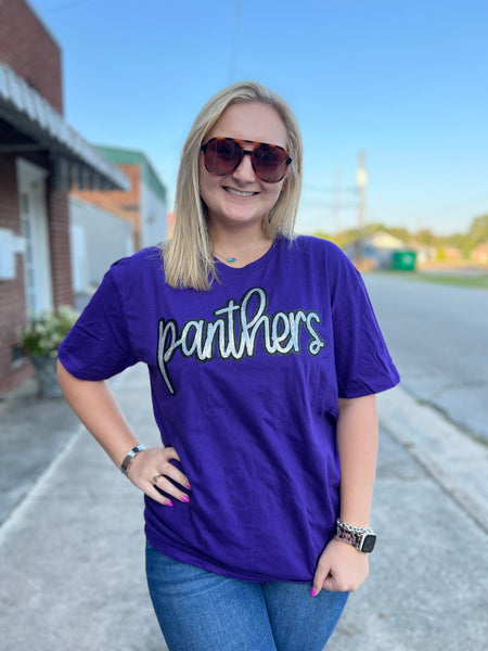 Sequin Panther Tee: Purple