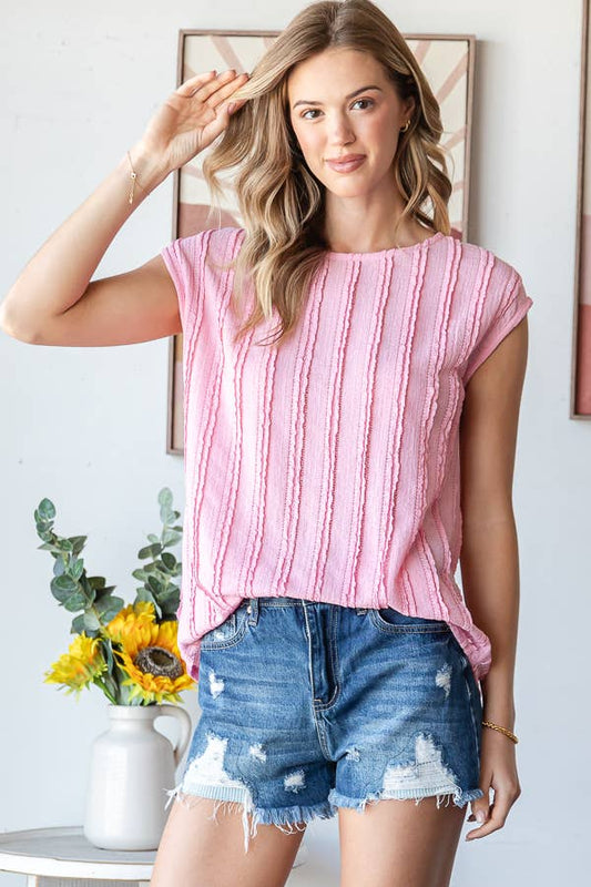 Lightweight Textured Cap Sleeve Top