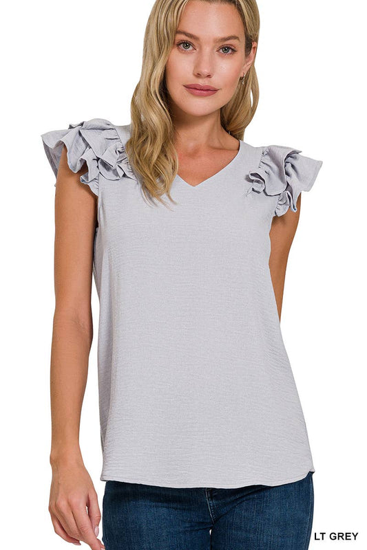 Light Gray Airflow Ruffle Top