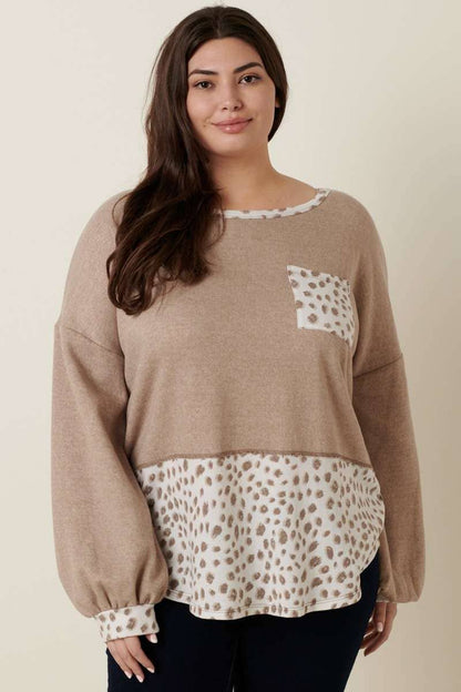 Mocha Oatmeal Animal Print Top