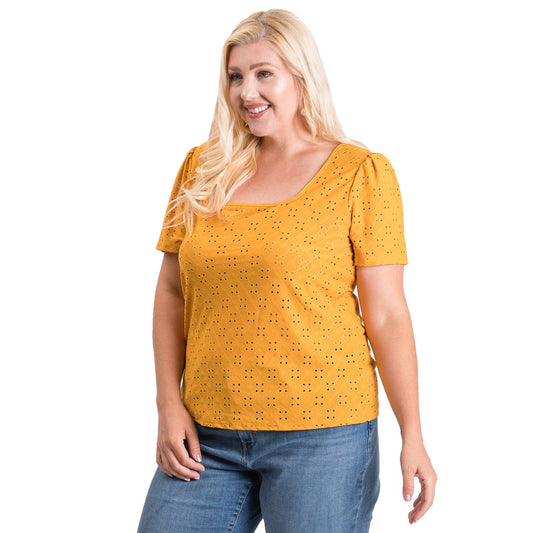 Mustard Eyelet Top