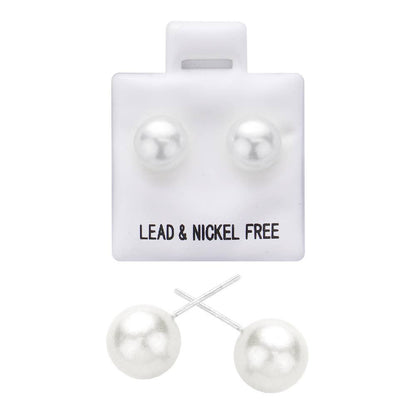 Round Pearl Stud Earrings