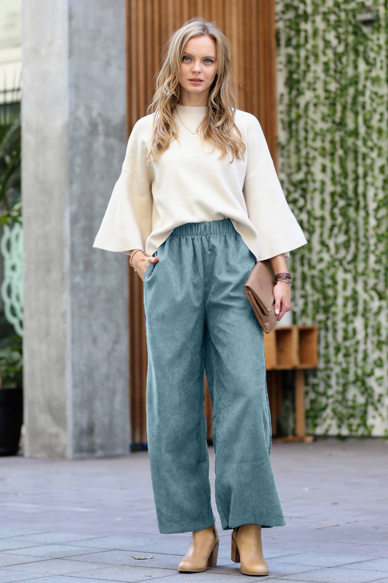 BlueGray Corduroy Wide Leg Pants*