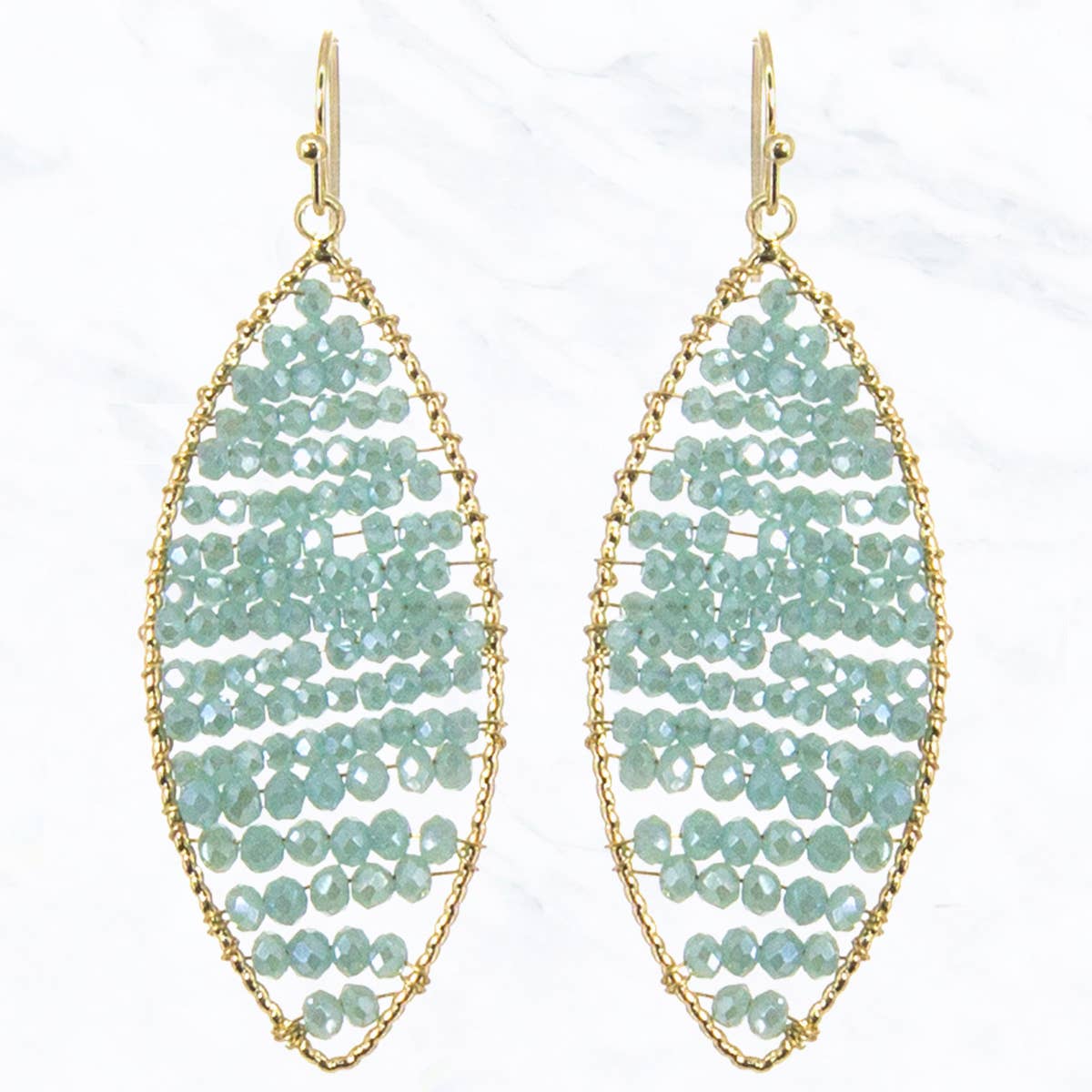 Teardrop Seed Bead Earrings: Mint