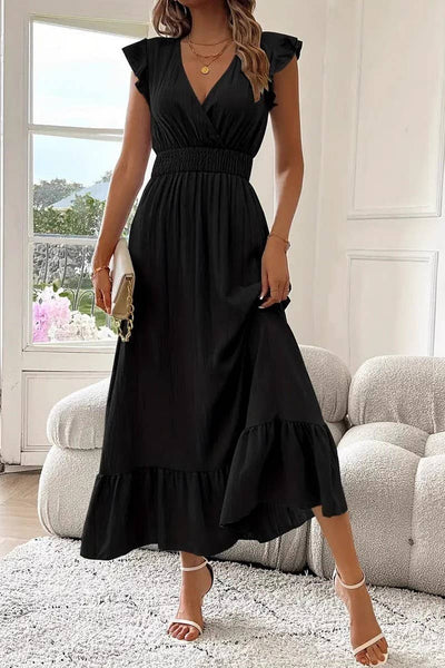 Summer V-Neck Maxi Dress Navy