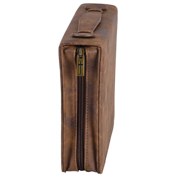 White Dove Bible Case Cross Suede Brown XL