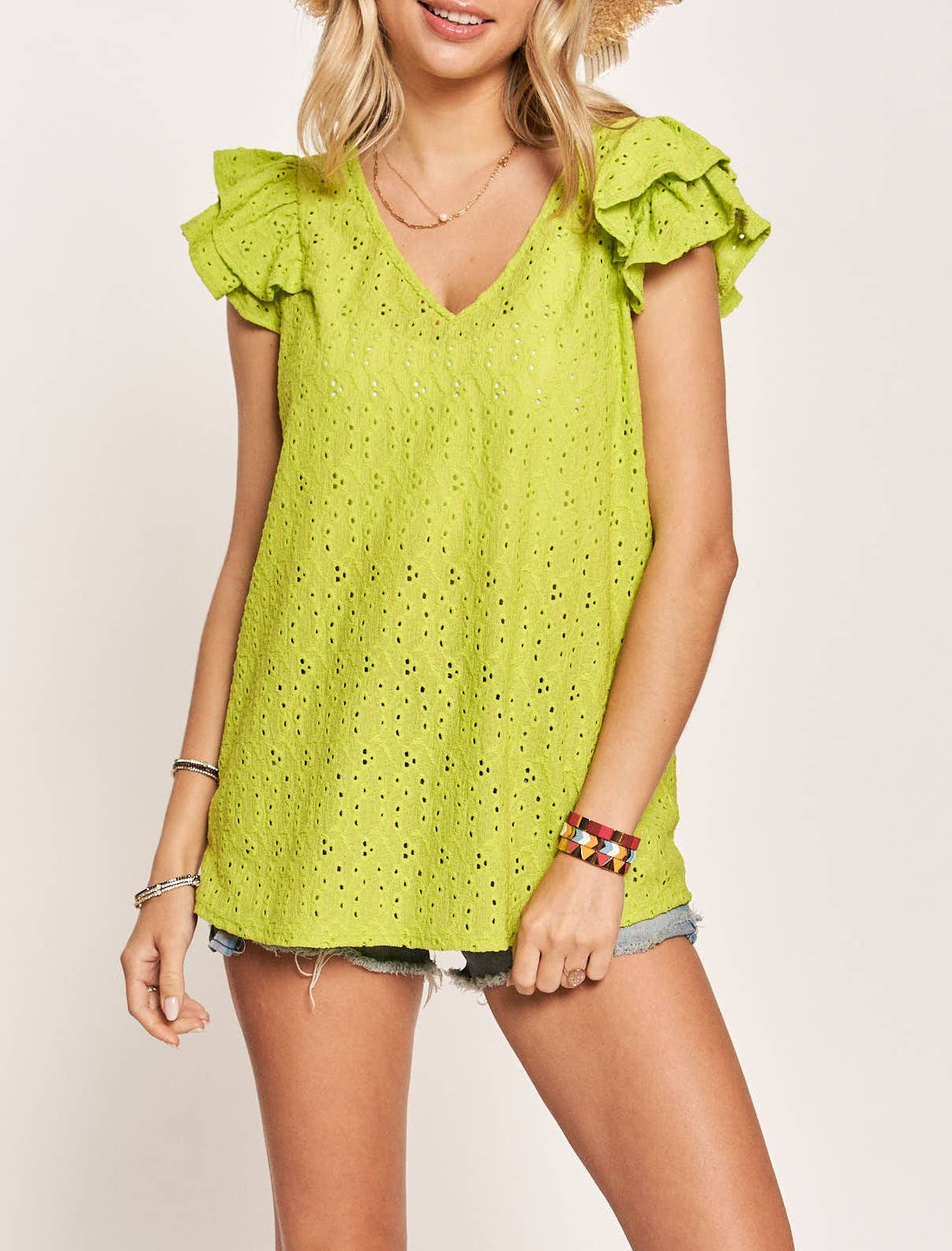 Lime Eyelet Blouse*