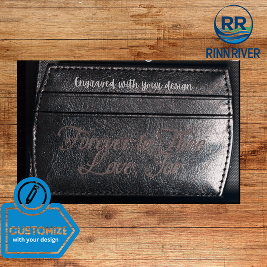 Black Leatherette Money Clip & Card Holder