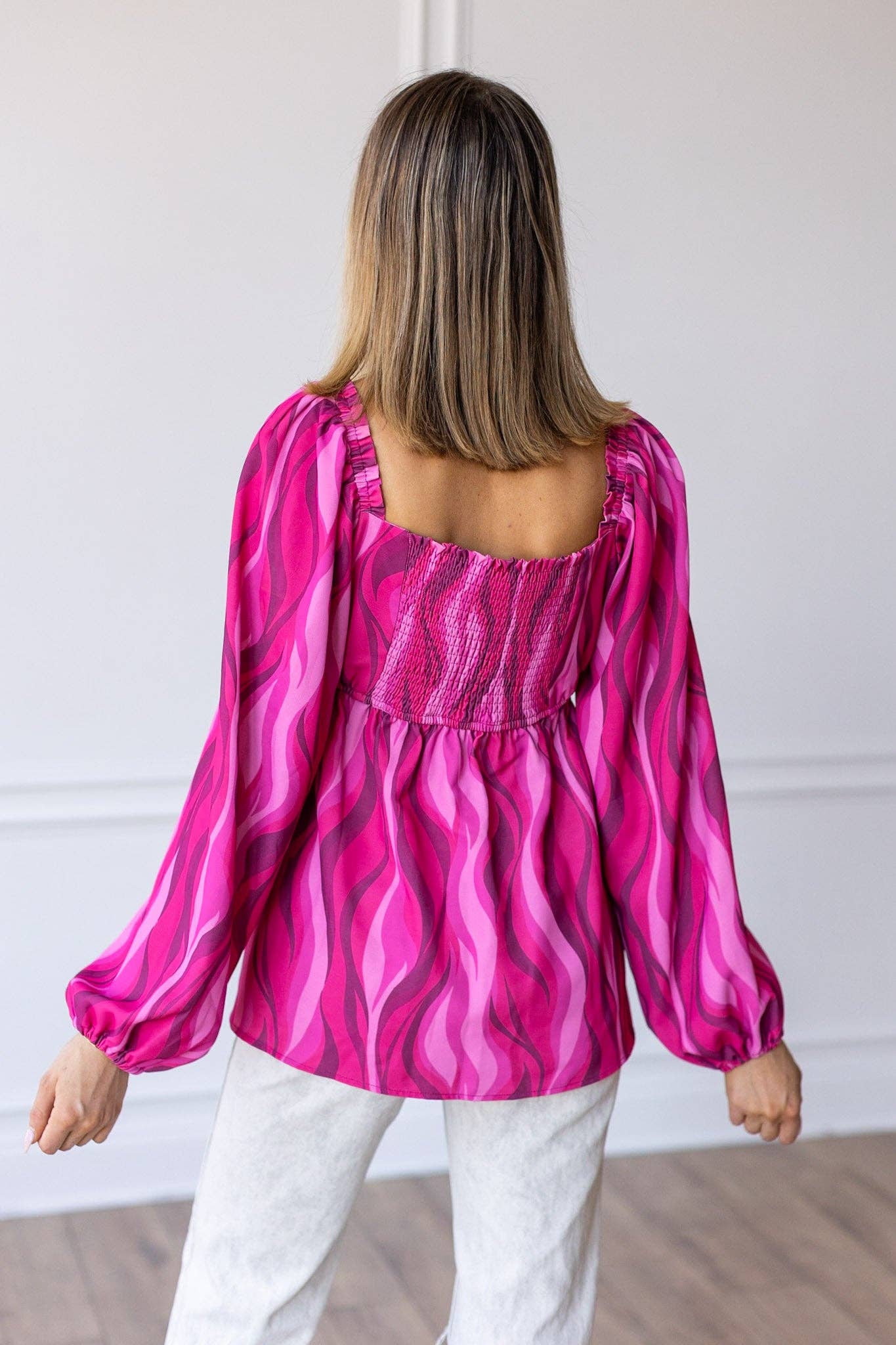 Flirty in Fuchsia Balloon Sleeve Top*