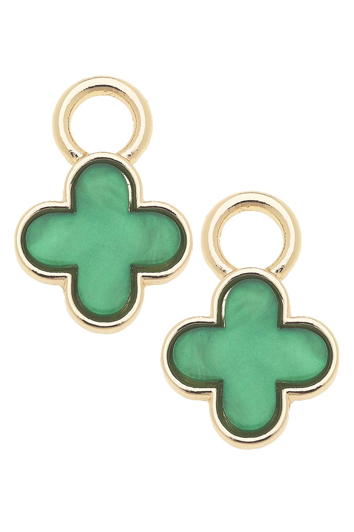 Teal Enamel Clover Huggie Charm