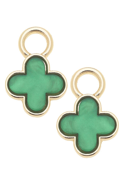 Teal Enamel Clover Huggie Charm