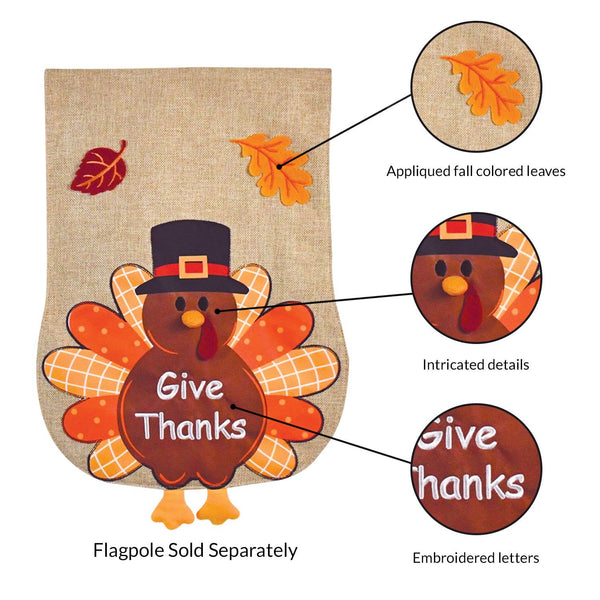 Thanksgiving Turkey Burlap 2-Sided Garden Flag