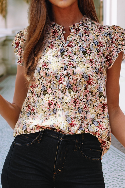 Boho Floral Frilled Top