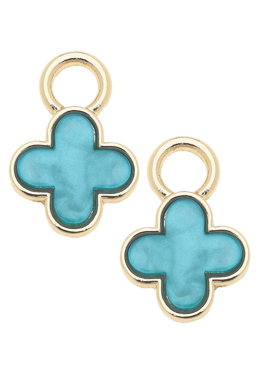 Teal Enamel Clover Huggie Charm