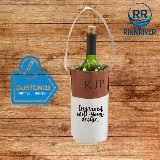 Leatherette & Canvas Caramel Wine Tote