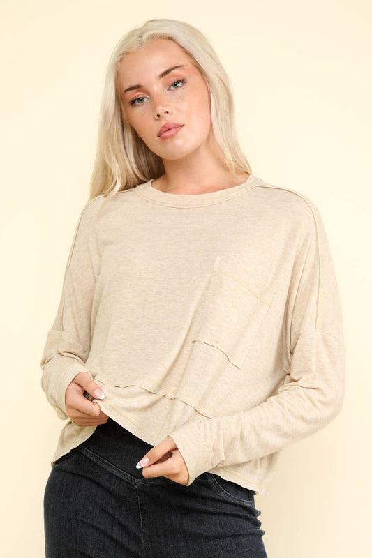 Oatmeal Casual Knit Top*