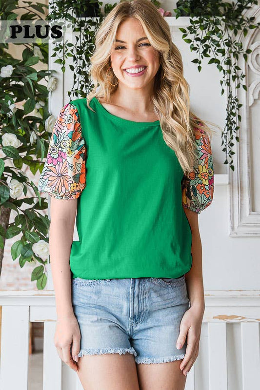 Kelly Floral Sleeve Puff Top*