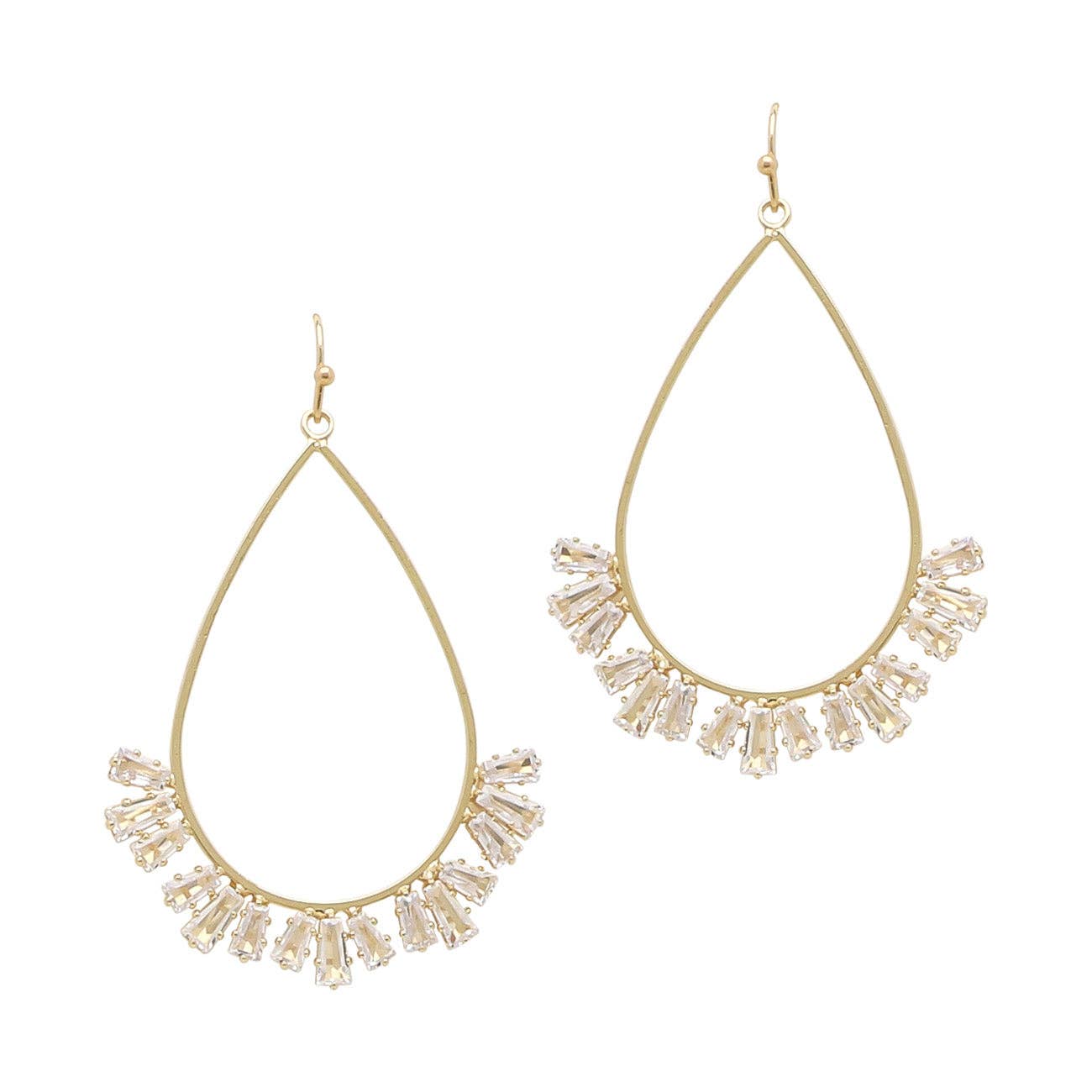 Gold Teardrop with Clear Glass Crystal Accents