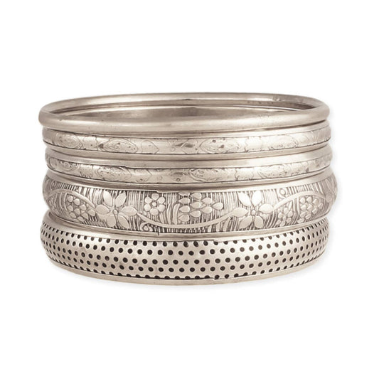 Victorian Vintage Silver Bangle - Set of 5