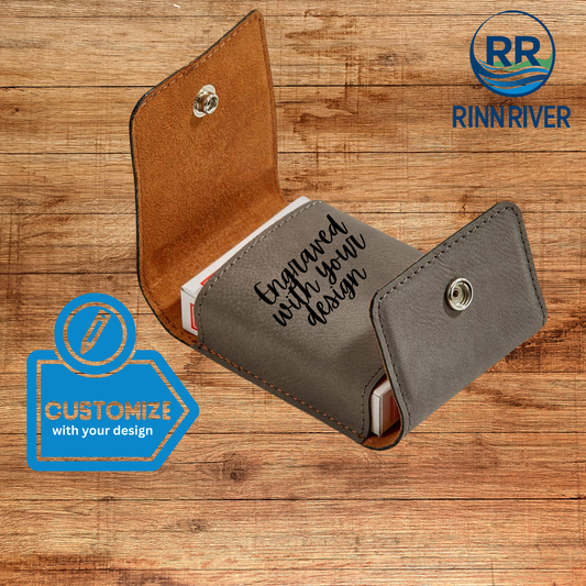 Leatherette Playing Cards Case,  Grey 3.75"